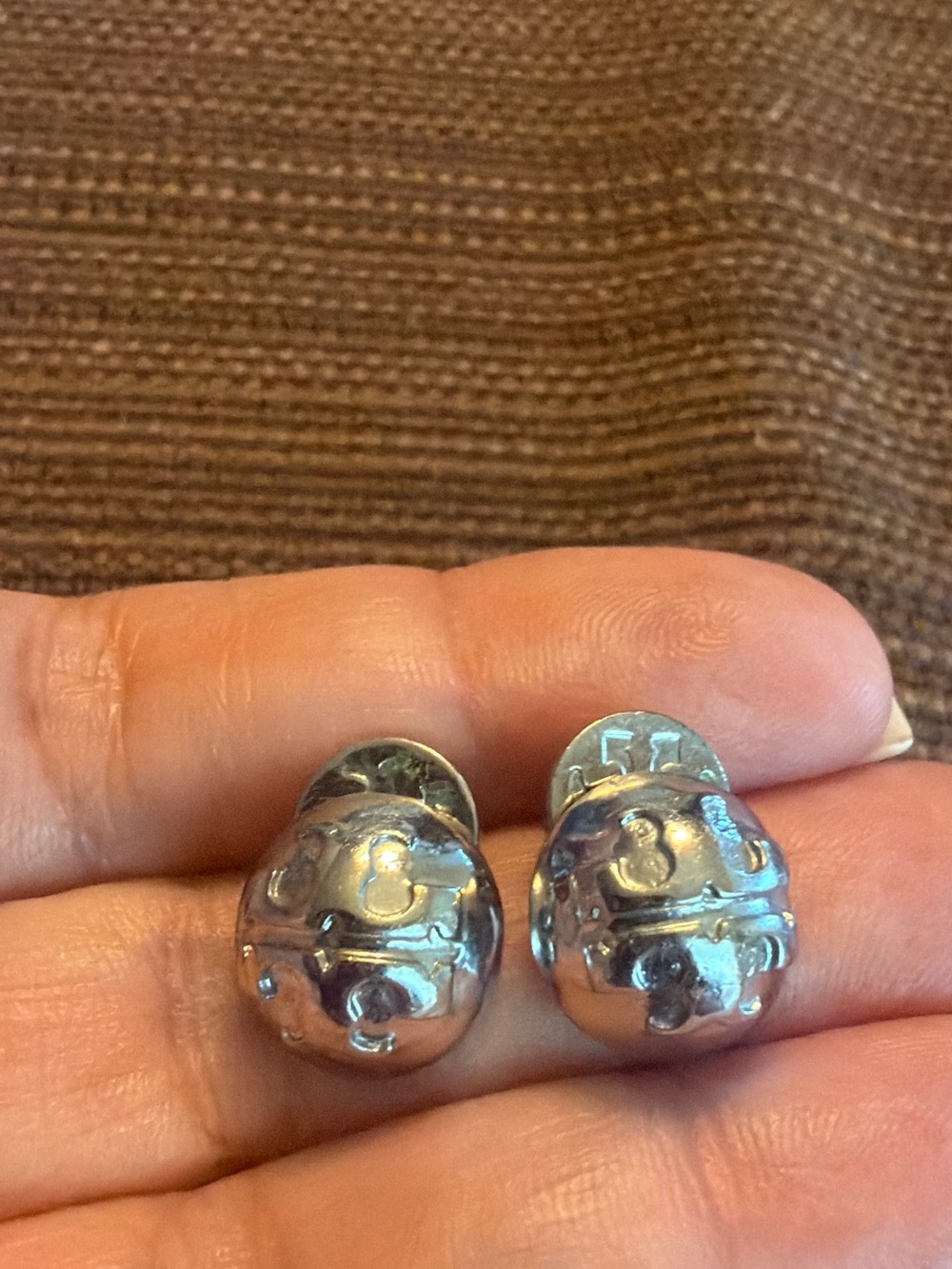 Tory Burch Silver Tone Ladybug Clip-On Earrings - Shiny Silver